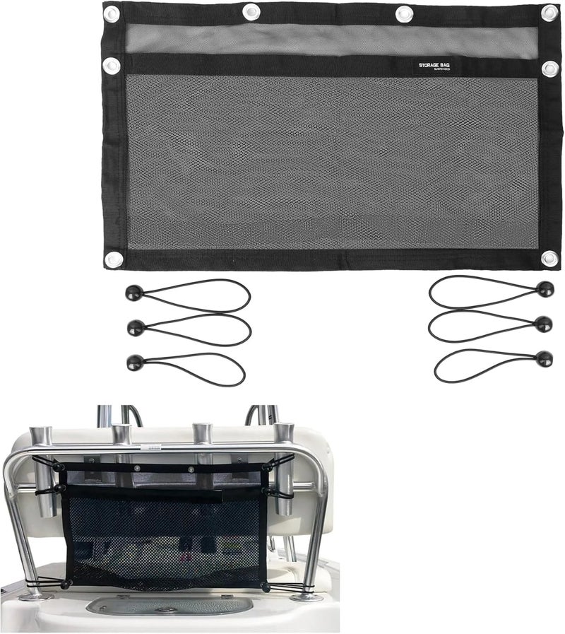 SUNOOM Upgrade Boat Storage Bag,Mesh Suspended Storage Organizer, Cargo Net Pocket Organizer Pouch Bag,Boat,Truck SUV Travel Long Road Trip Camping Interior Accessories with 6 pcs Elastic Ring (24 INCH) - Image 1